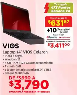 Soriana Súper Vios laptop 14″ celeron oferta