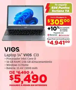 Soriana Súper Vios laptop 14"Ci3 oferta