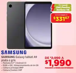 Soriana Súper Samsung galaxy tablet A9 plata o gris oferta