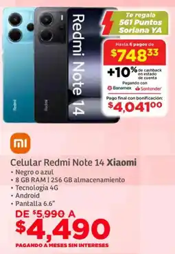 Soriana Súper Xiaomi redmi note 14 oferta