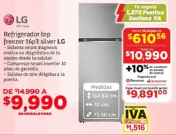 Soriana Súper Lg refrigerador top freezer 16p3 oferta