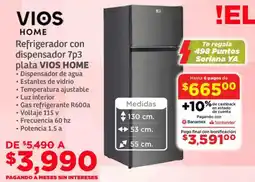 Soriana Súper Vios home refrigerador con dispensador 7p3 oferta