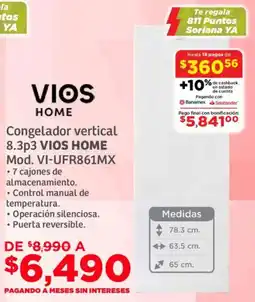Soriana Súper Vios home congelador vertical oferta