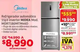 Soriana Súper Midea refrigerador automático 15p3 inverter oferta