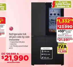 Soriana Súper Lg refrigerador side by side instaview oferta