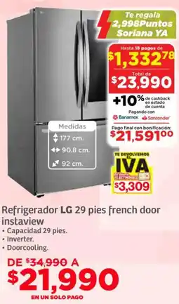 Soriana Súper Lg refrigerador french door instaview oferta
