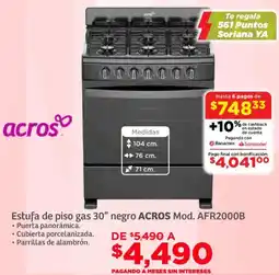 Soriana Súper Acros estufa de piso gas 30" negro oferta