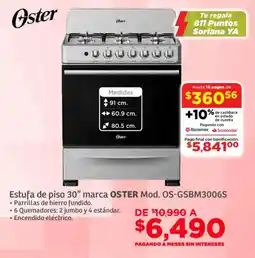 Soriana Súper Oster estufa de piso 30" oferta