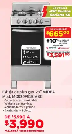 Soriana Súper Midea estufa de piso gas 20" oferta