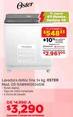 Soriana Súper Oster Lavadora doble tina oferta