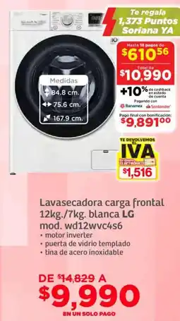 Soriana Súper Lg lavasecadora carga frontal oferta