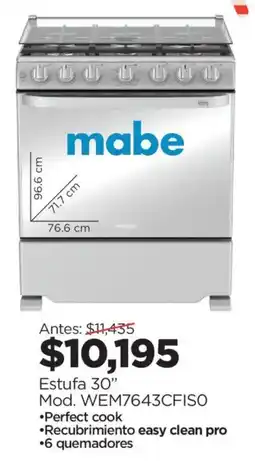 Chedraui Mabe estufa 30" oferta