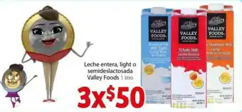Soriana Mercado Leche Entera, Light o Semideslactosada Valley Foods 1 Litro oferta