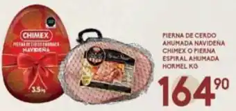 Alsuper Pierna de Cerdo Ahumada Navideña Chimex o Pierna Espiral Ahumada Hormel oferta