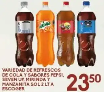 Variedad de Refresos de Cola Y Sabores Pepsi, Seven Up, Mirinda Y Manzanita Sol 2lt A Escoger
