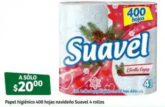 Soriana Súper Papel Higiénico Navideño Suavel 400 hojas 4 rollos oferta