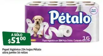 Soriana Súper Papel Higiénico Pétalo Ultra Jumbo 234 hojas 16 rollos oferta