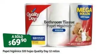 Soriana Súper Papel Higiénico Quality Day 320 hojas 12 rollos oferta