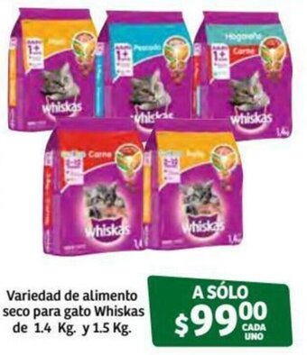 Soriana Súper Variedad de Alimento Seco para Gato Whiskas 1.4kg y 1.5kg oferta