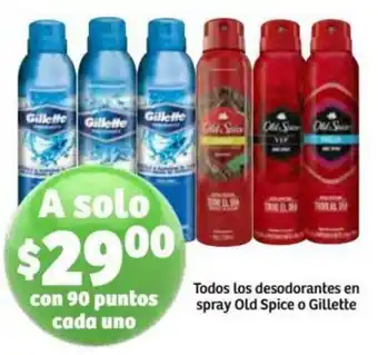 Soriana Súper Todos los Desodorantes en Spray Old Spice o Gillette oferta