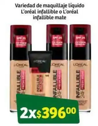 Variedad de Maquillaje Líquiudo L'Oréal Infallible o Infallible Mate 2's