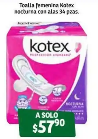 Soriana Súper Toalla Femenina Kotex Nocturna 34 pzas oferta