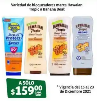 Variedad de Bloqueadores Marca Hawaiian Tropic o Banana Boat