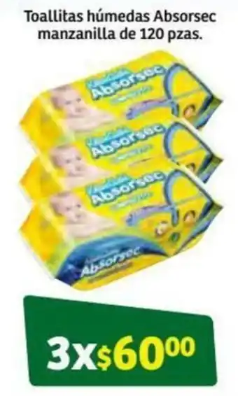 Soriana Súper Toallitas Húmedas Absorsec Manzanilla 3x120 pzas oferta