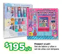 Bodega Aurrerá Frozen o Lol set de labios y uñas o set de uñas con lámpara oferta