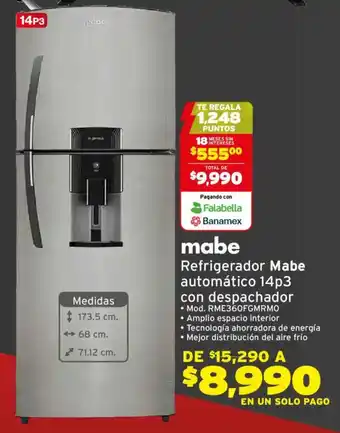 Mabe refrigerador automatico 14p3