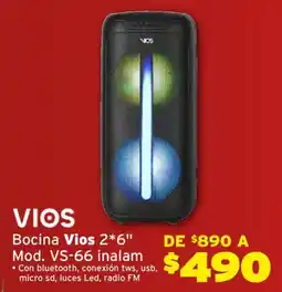 Soriana Híper VIOS bocina 2*6 VS-66 oferta