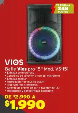 Soriana Híper VIOS bafle pro 15" VS-151 oferta