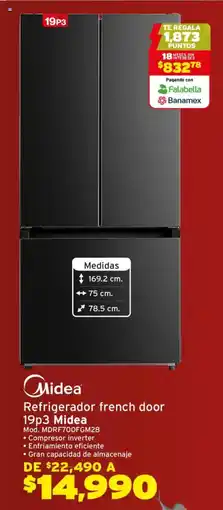Soriana Híper Midea refrigerador french door 19p3 oferta