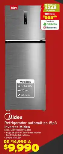 Soriana Híper Midea refrigerador automatico 15p3 inverter oferta