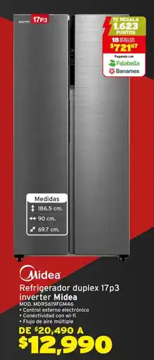 Soriana Híper Midea refrigerador duplex 17p3 inverter oferta