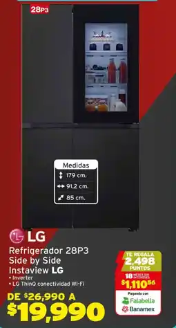 Soriana Híper LG refrigerador 28P3 side by side instaview oferta