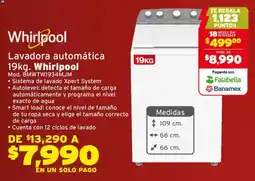 Soriana Híper Whirlpool lavadora automatica 19 kg oferta
