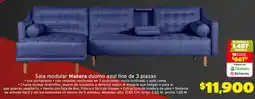 Soriana Híper Makora sala modular duomo azul lino de 3 plazas oferta