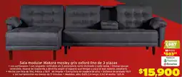 Soriana Híper Makora sala modular mosley gris oxford lino de 3 plazas oferta