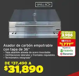 Soriana Híper Asador de carbón empotrable con tapa de 36" oferta