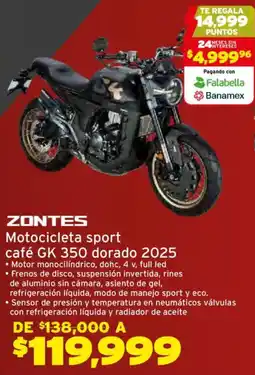 Soriana Híper Zontes motocicleta sport café GK 350 2025 oferta