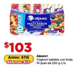 Bodega Aurrerá Alpura yoghurt bebible con fruta oferta
