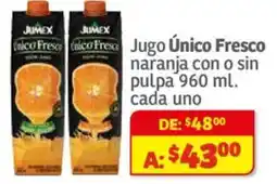 Soriana Híper Único Fresco jugo naranja oferta