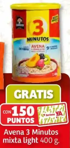 Soriana Híper Quaker 3 minutos avena mixta light oferta