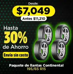 Bodega Aurrerá Continental paquete de llantas 195/65 R15 oferta