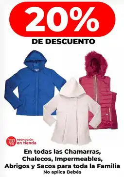 HEB En todas las Chamarras, Chalecos, Impermeables, Abrigos y Sacos para toda la Familia oferta