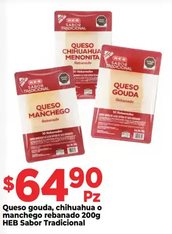 HEB HEB Sabr Tradicional queso gouda, chihuahua o manchego rebanado oferta