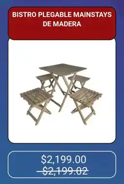 Walmart Bistro plegable mainstays de madera oferta