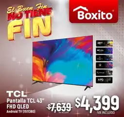 Boxito TCL Android TV FHD QLED 43" oferta