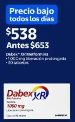 Walmart Dabex XR Metformina oferta